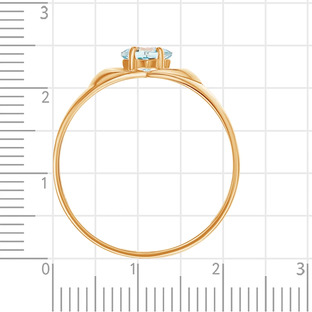 Кольцо с топазом из красного золота 585 пробы