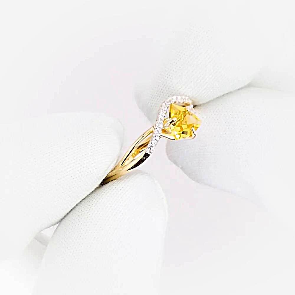 Кольцо с цитринами и фианитами из красного золота 375 пробы 1