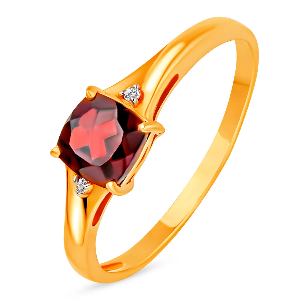 Кольцо с гранатами и фианитами из красного золота 375 пробы