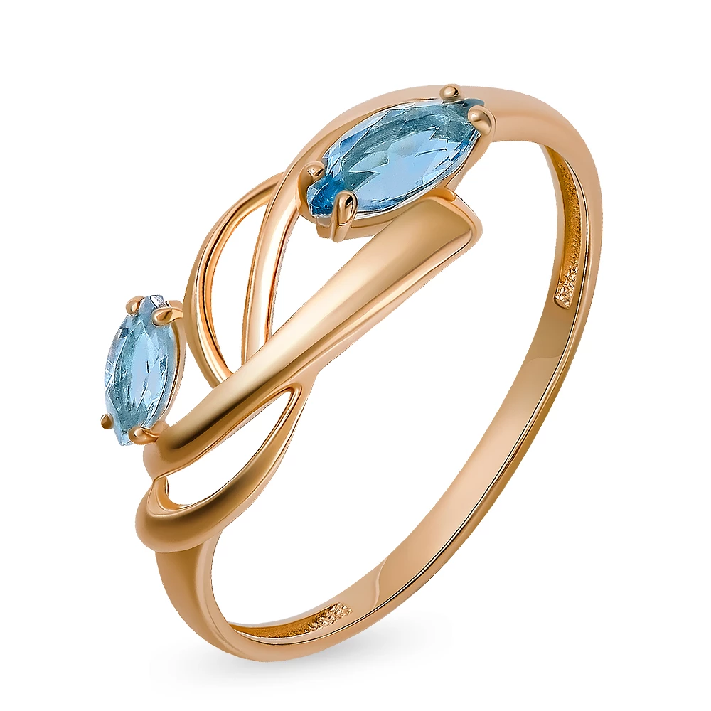 Кольцо с топазами из красного золота 585 пробы