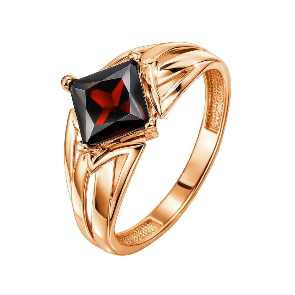 Кольцо с гранатом из красного золота 585 пробы