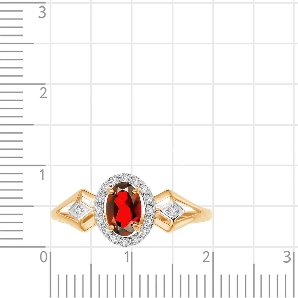 Кольцо с гранатами и фианитами из красного золота 585 пробы 3