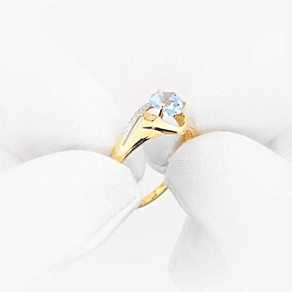 Кольцо с топазами и фианитами из красного золота 585 пробы 2