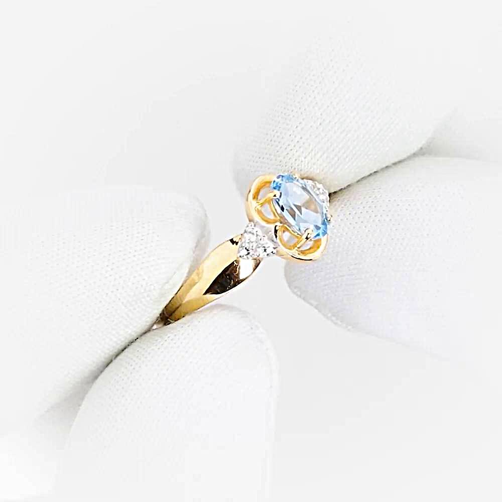 Кольцо с топазами и фианитами из красного золота 585 пробы 1