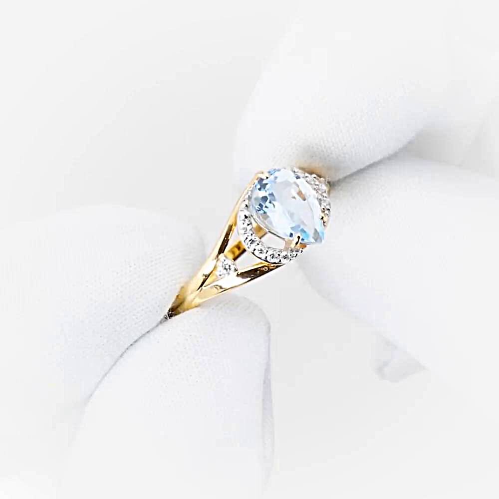 Кольцо с топазами и фианитами из красного золота 585 пробы 1