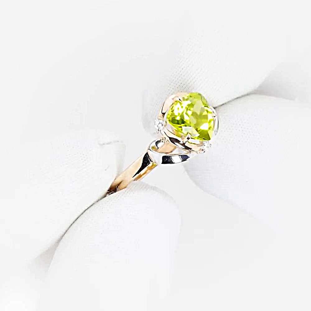 Кольцо с хризолитами и фианитами из красного золота 375 пробы 1