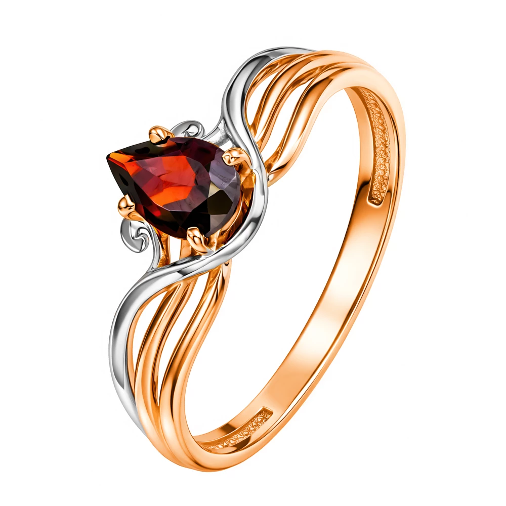 Кольцо с гранатом из красного золота 375 пробы