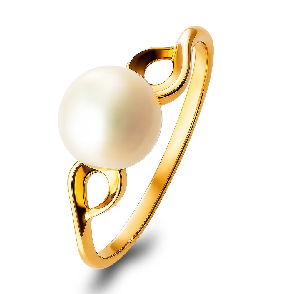 Кольцо с культивированным жемчугом из красного золота 375 пробы Кольцо с культивированным жемчугом из красного золота 375 пробы