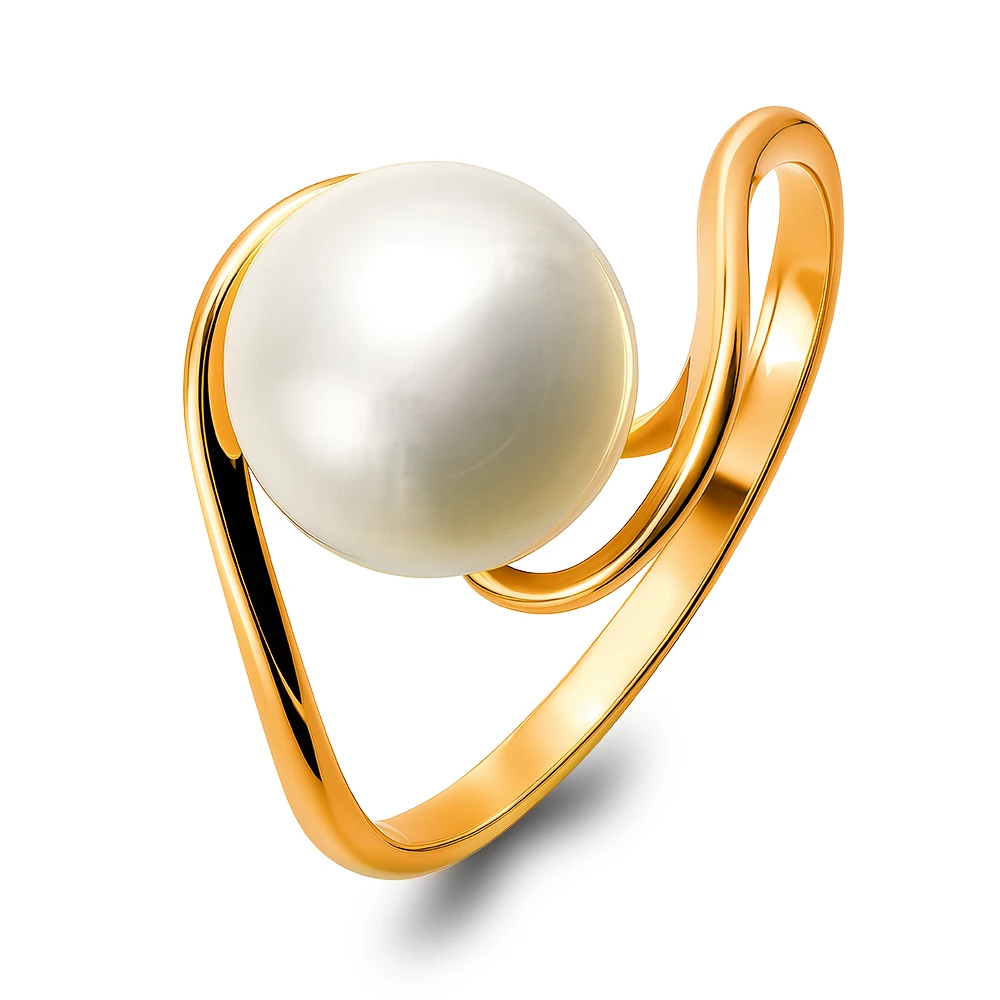 Кольцо с культивированным жемчугом из красного золота 375 пробы Кольцо с культивированным жемчугом из красного золота 375 пробы