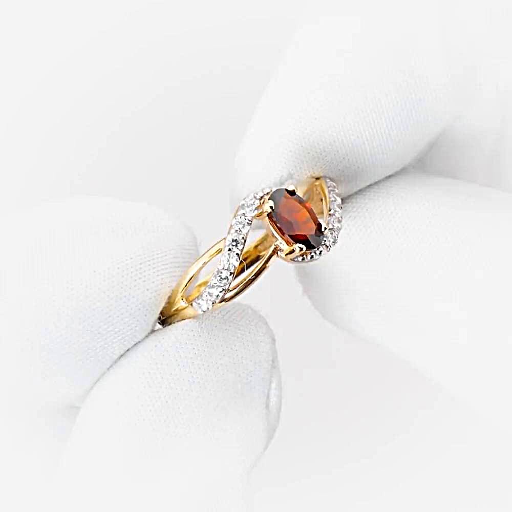 Кольцо с гранатами и фианитами из красного золота 375 пробы 1