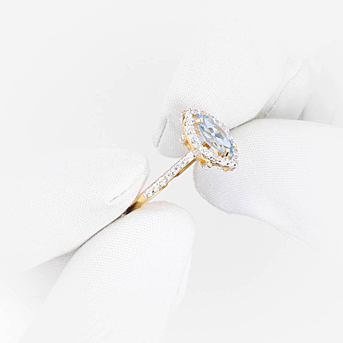 Кольцо с топазами и фианитами из красного золота 375 пробы 1