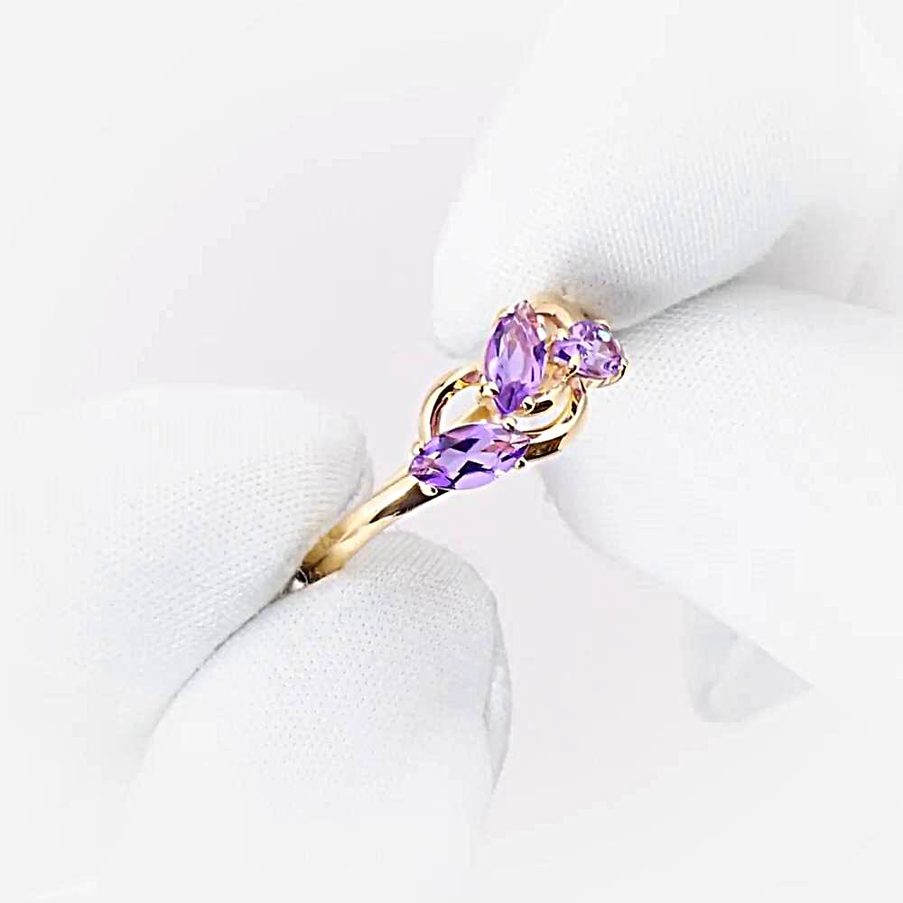 Кольцо с аметистами из красного золота 375 пробы 1