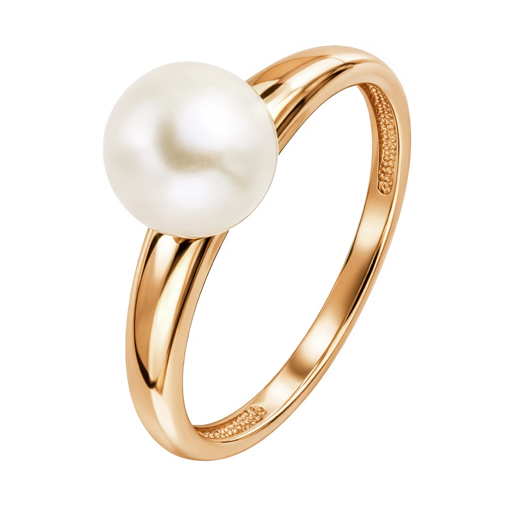 Кольцо с культивированным жемчугом из красного золота 585 пробы