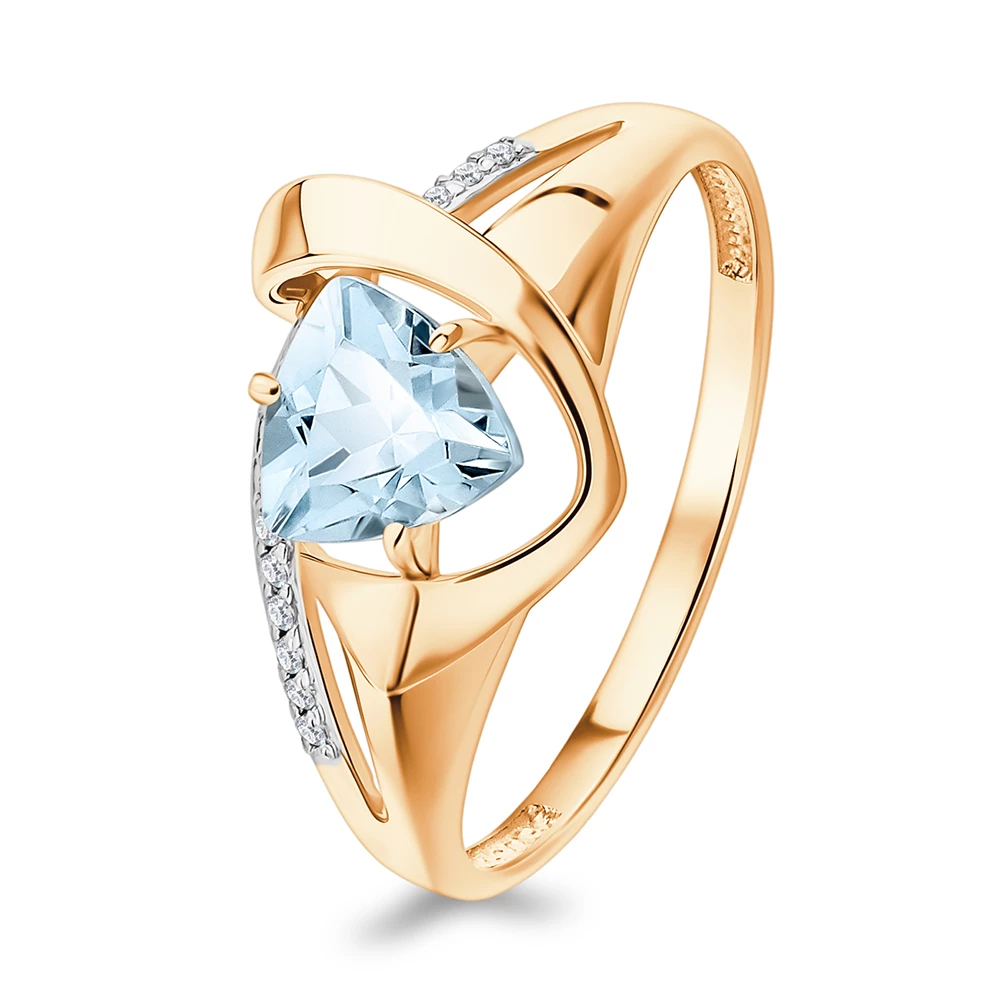 Кольцо с топазами и бриллиантами из красного золота 585 пробы