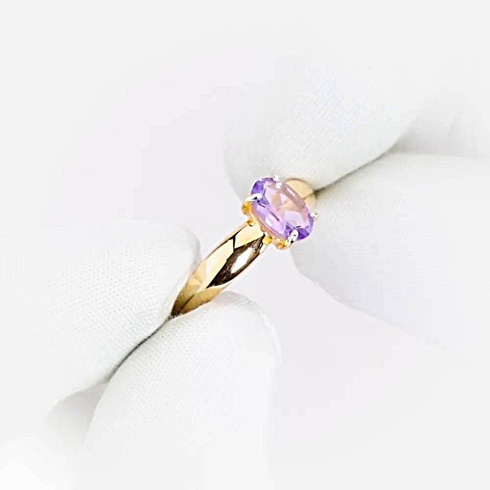 Кольцо с аметистом из красного золота 585 пробы