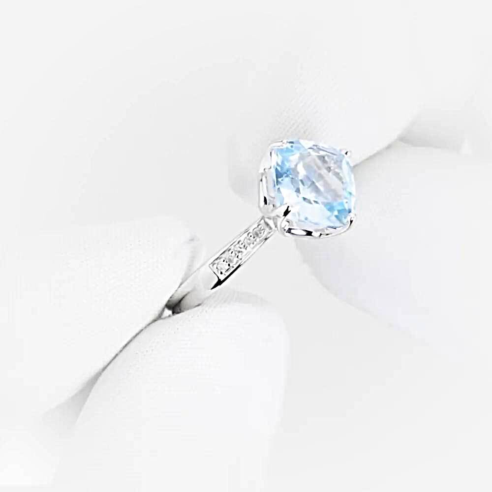 Кольцо с топазами и бриллиантами из белого золота 585 пробы 1