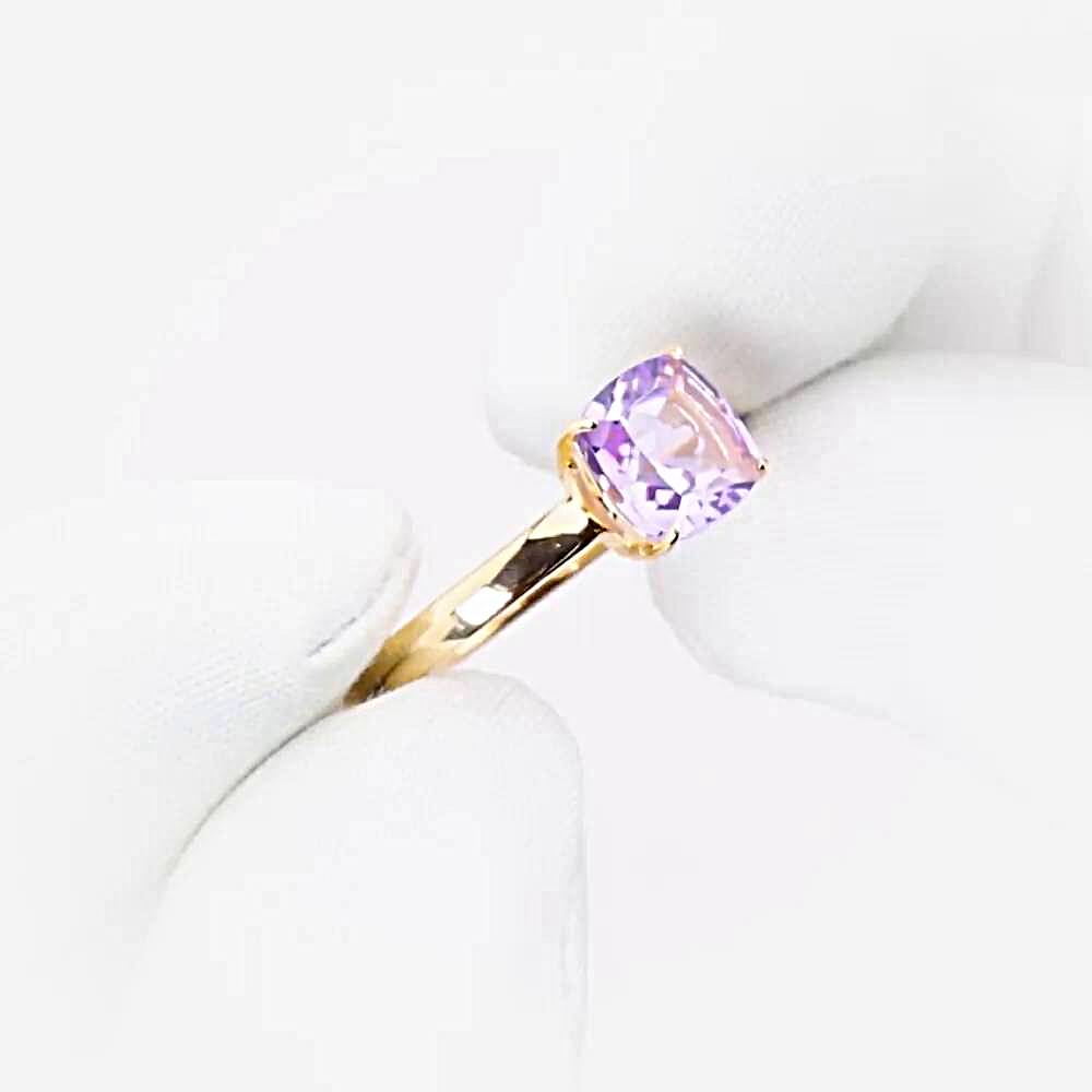 Кольцо с аметистом из красного золота 585 пробы