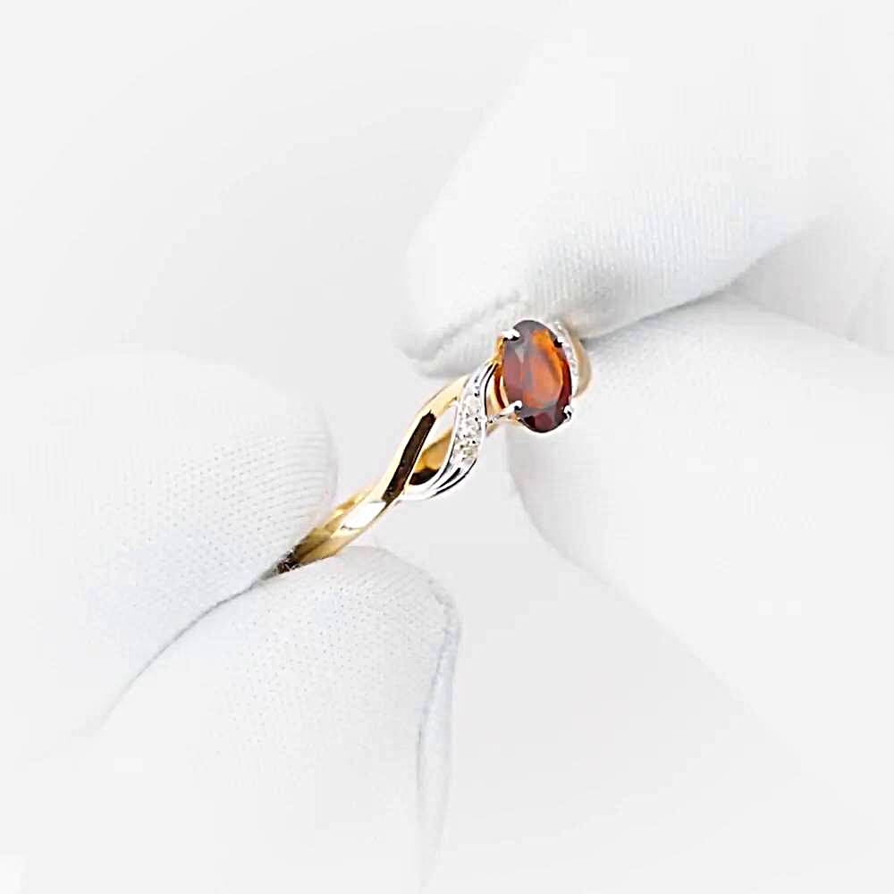 Кольцо с гранатами и бриллиантами из красного золота 585 пробы