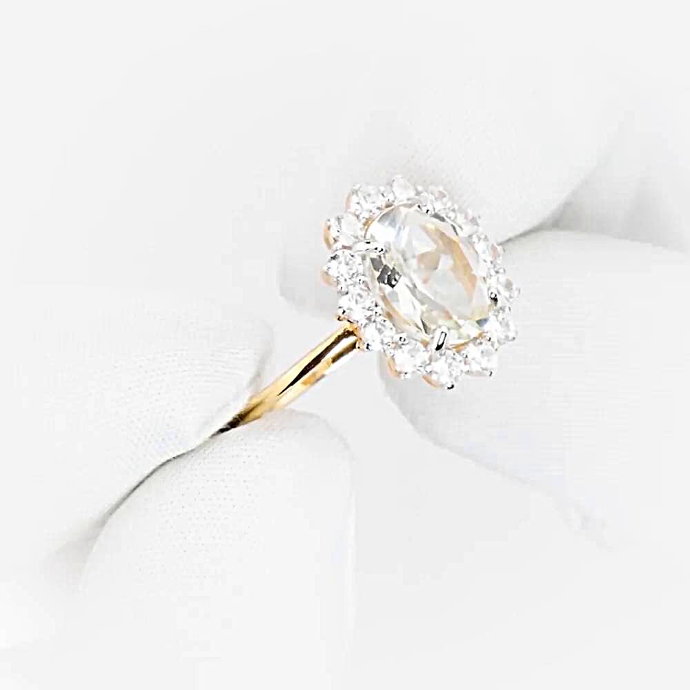 Кольцо с празиолитами и фианитами из красного золота 585 пробы