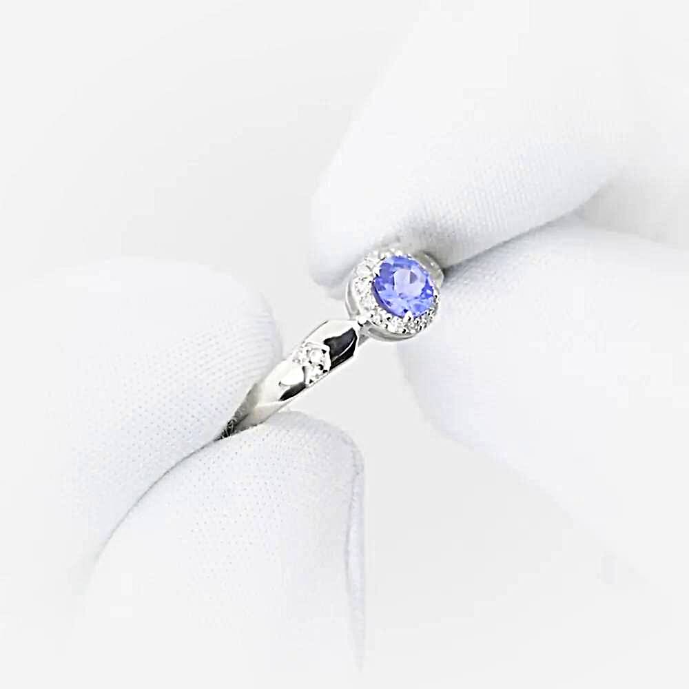 Кольцо с танзанитами и бриллиантами из белого золота 585 пробы 1