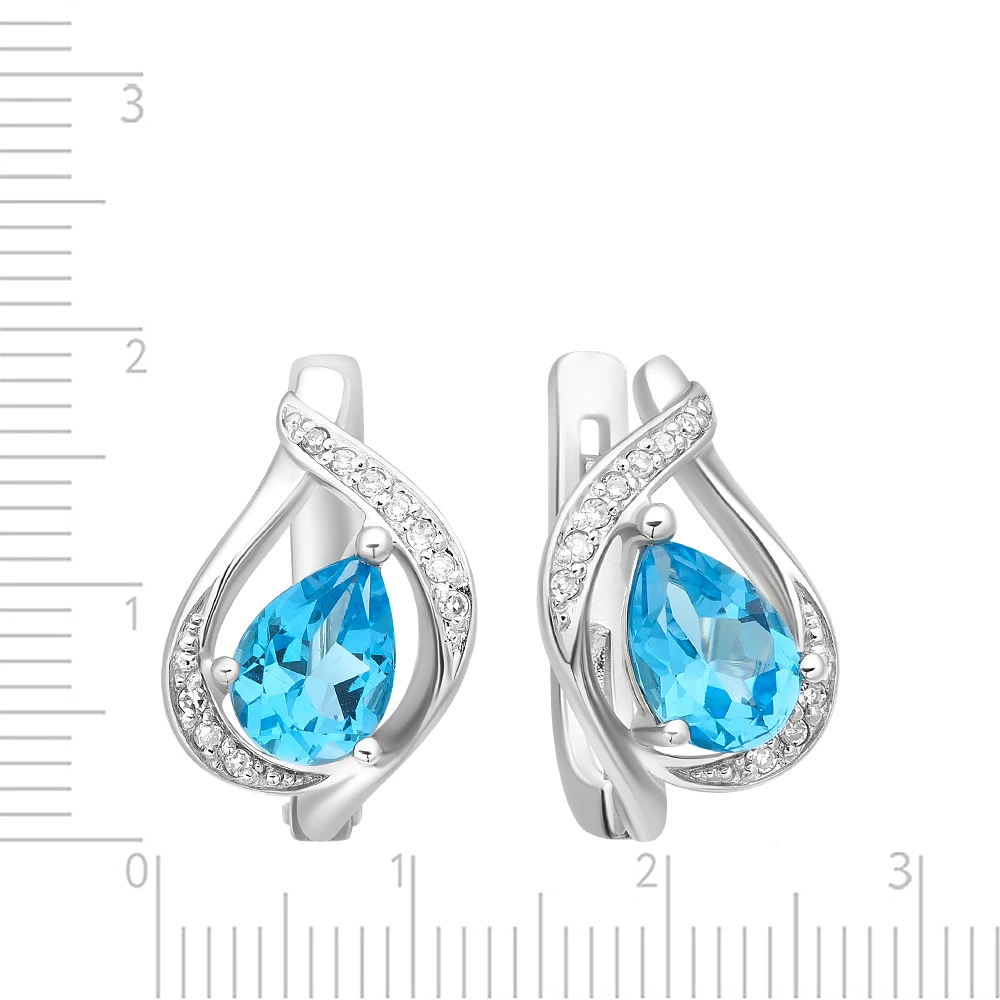 Серьги с топазом из белого золота 585 пробы 2