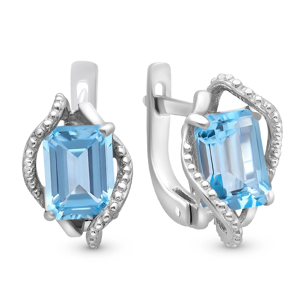 Серьги с топазом из белого золота 585 пробы 1