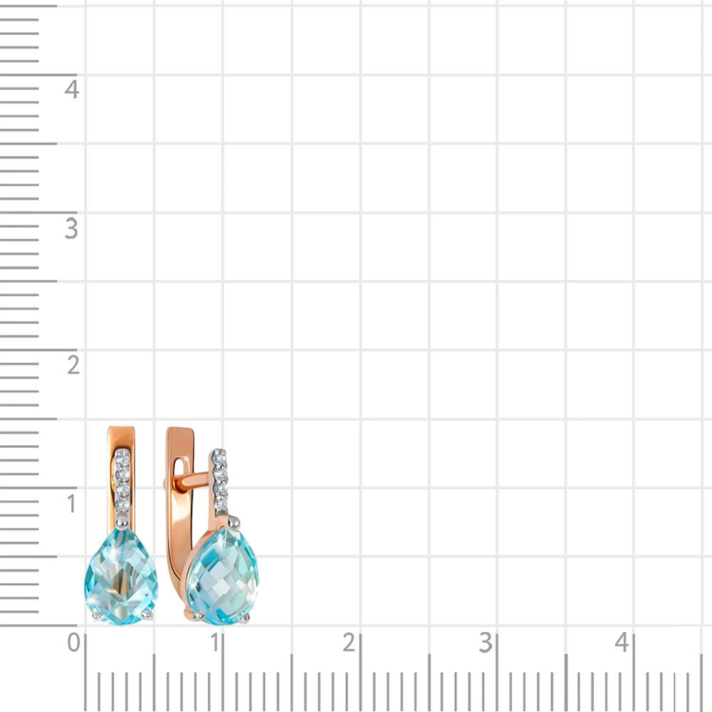 Серьги с топазами и фианитами из красного золота 585 пробы 2