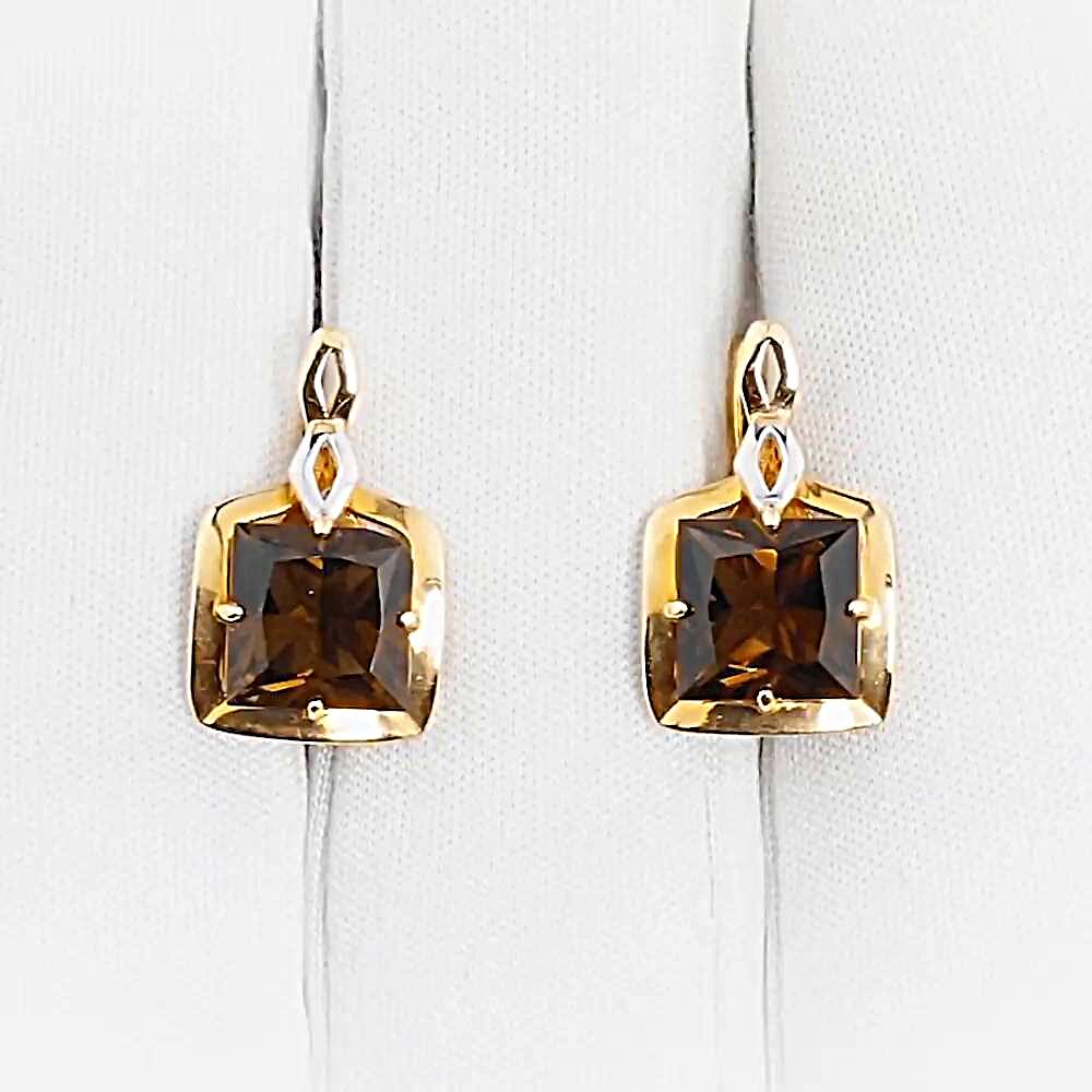 Серьги с раух-топазами из красного золота 585 пробы 1