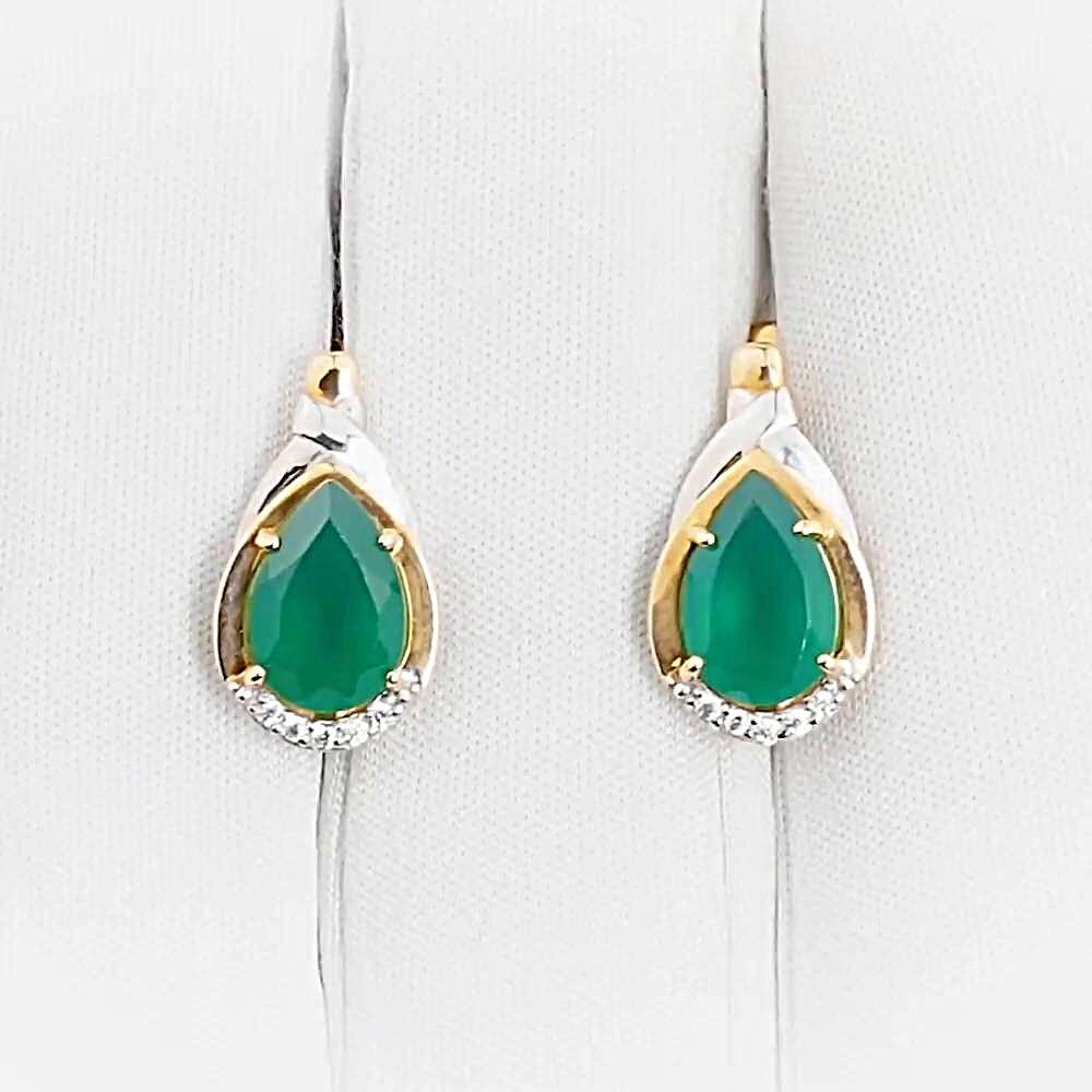 Серьги с агатами и фианитами из красного золота 585 пробы 1