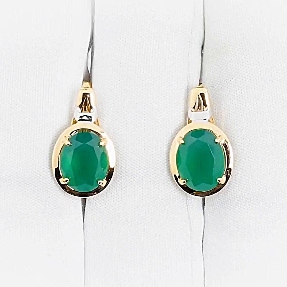 Серьги с агатами из красного золота 585 пробы 1
