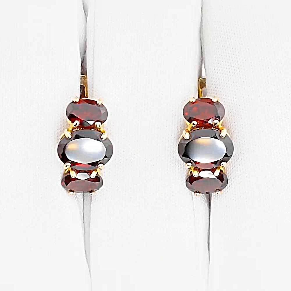 Серьги с гранатами из красного золота 585 пробы 1