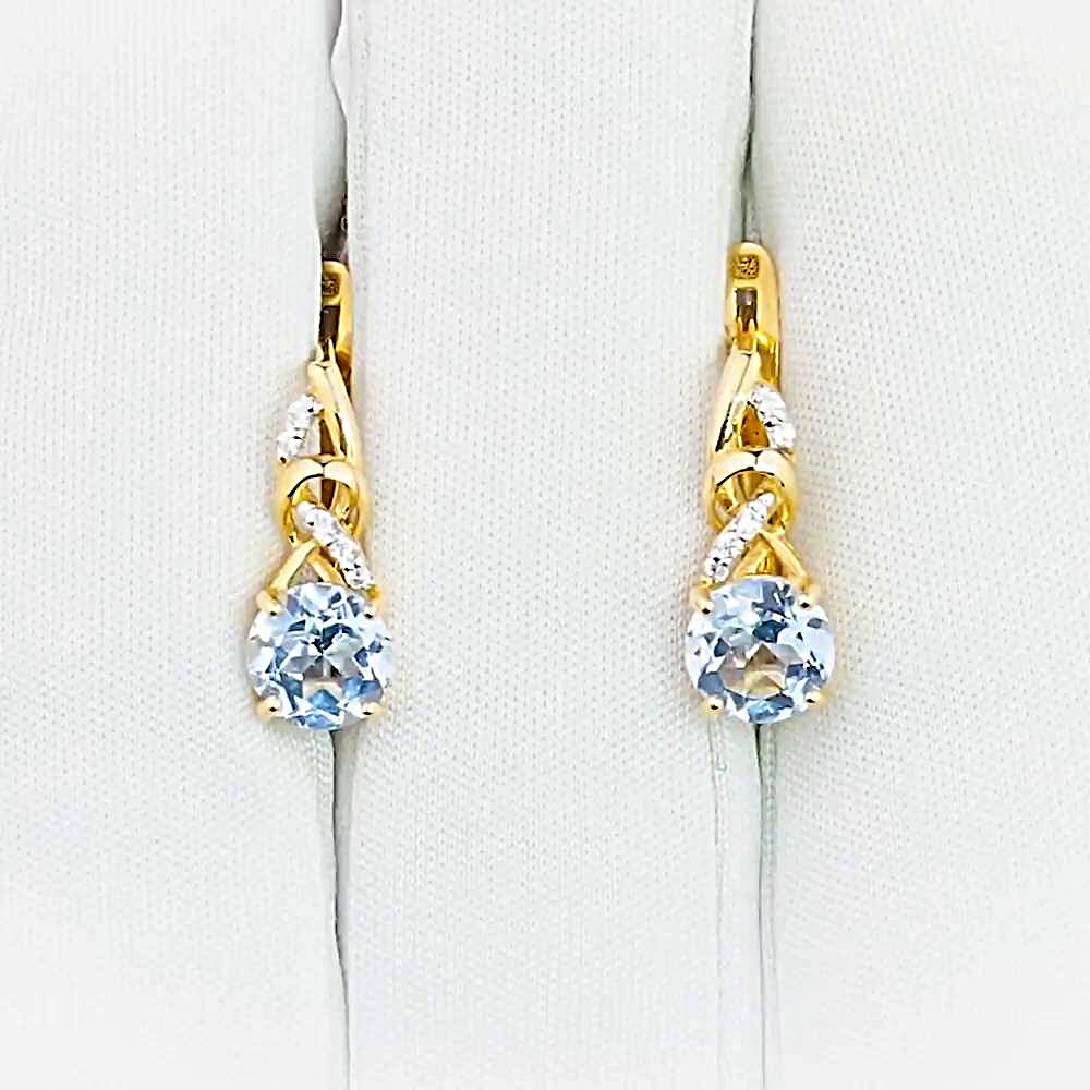 Серьги с топазами и фианитами из красного золота 585 пробы 1