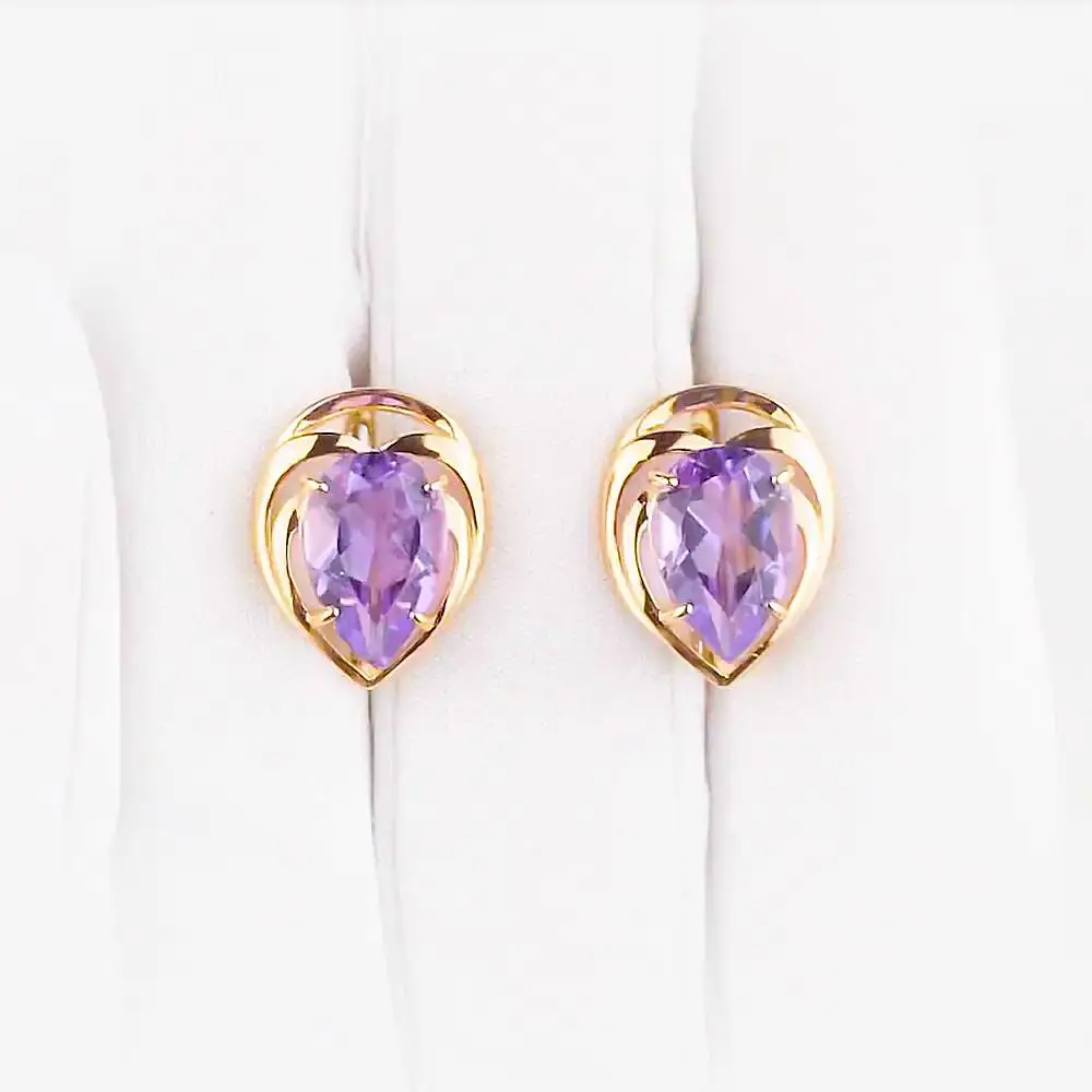 Серьги с аметистами из красного золота 585 пробы 2