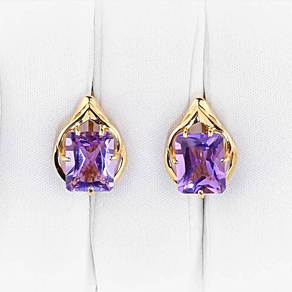 Серьги с аметистами из красного золота 585 пробы 1