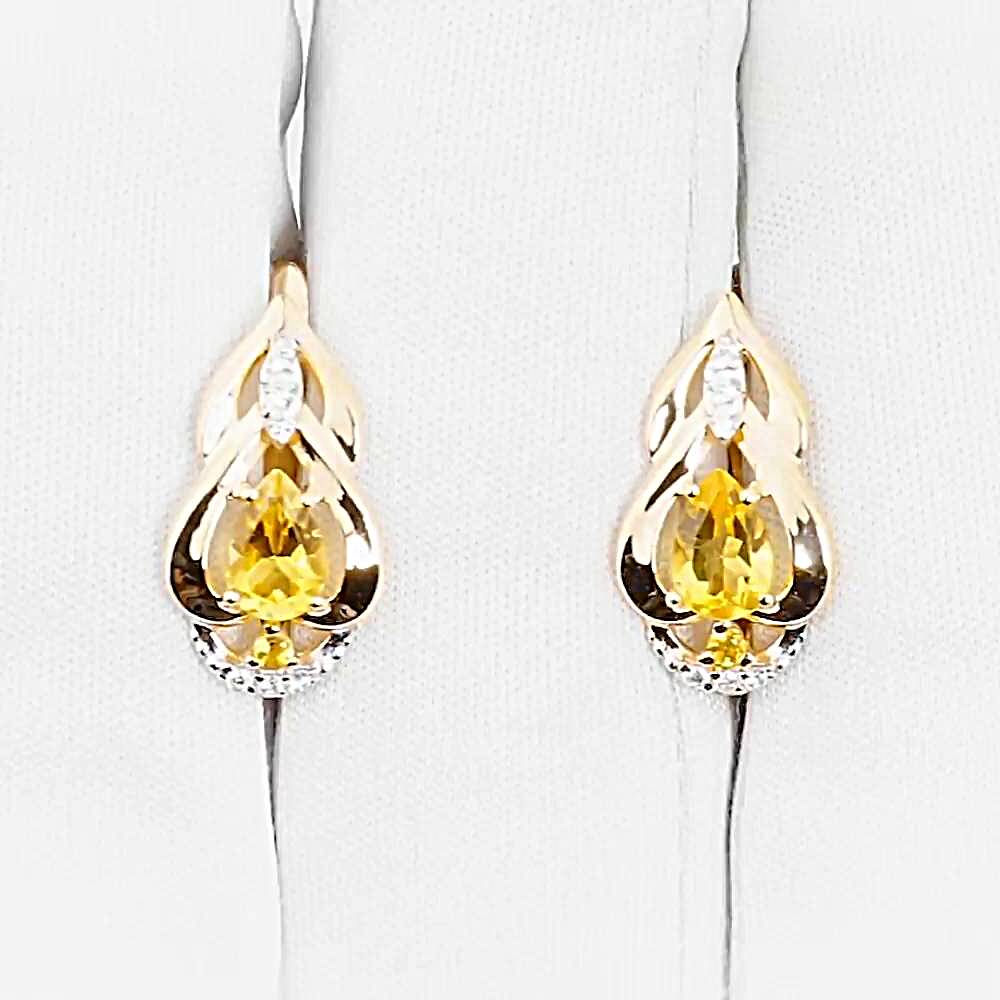 Серьги с цитринами и фианитами из красного золота 585 пробы 1