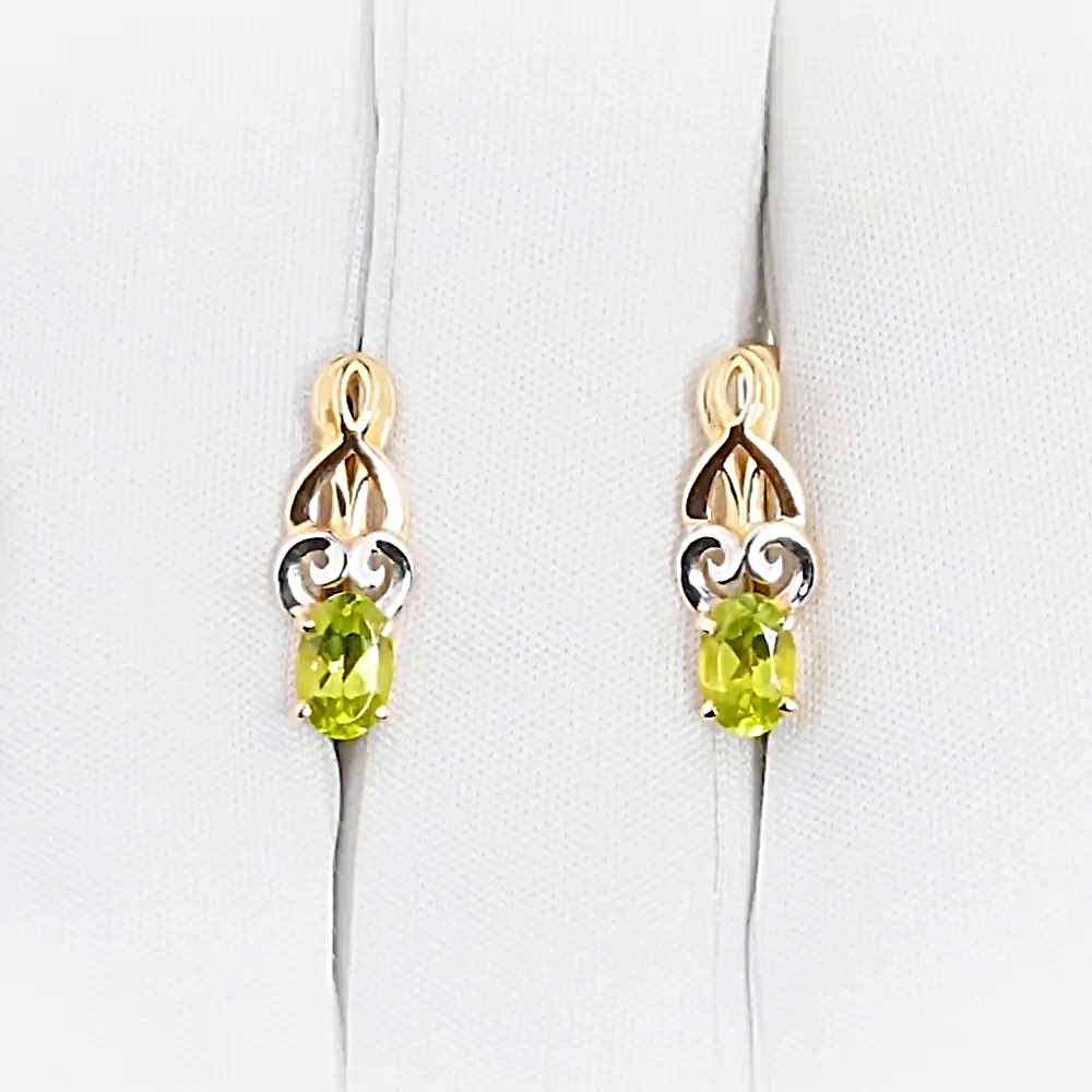 Серьги с хризолитами из красного золота 585 пробы 1