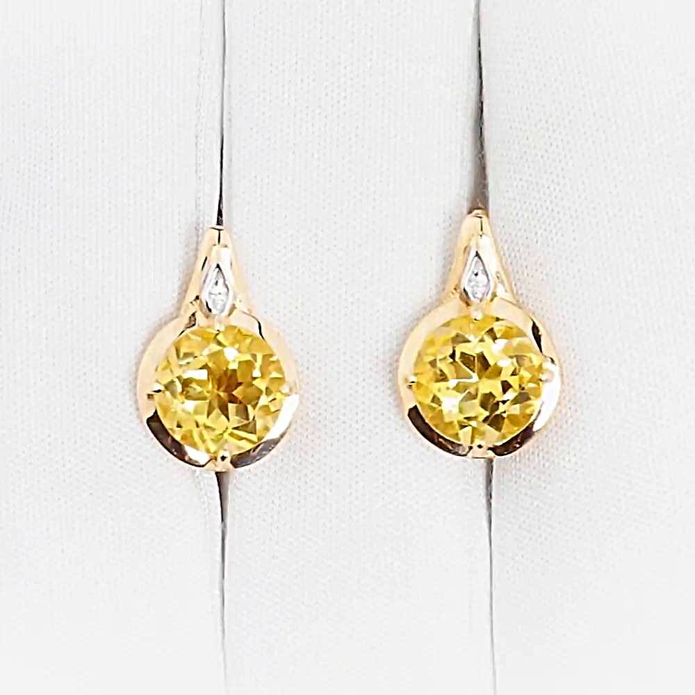 Серьги с цитринами и фианитами из красного золота 585 пробы 1