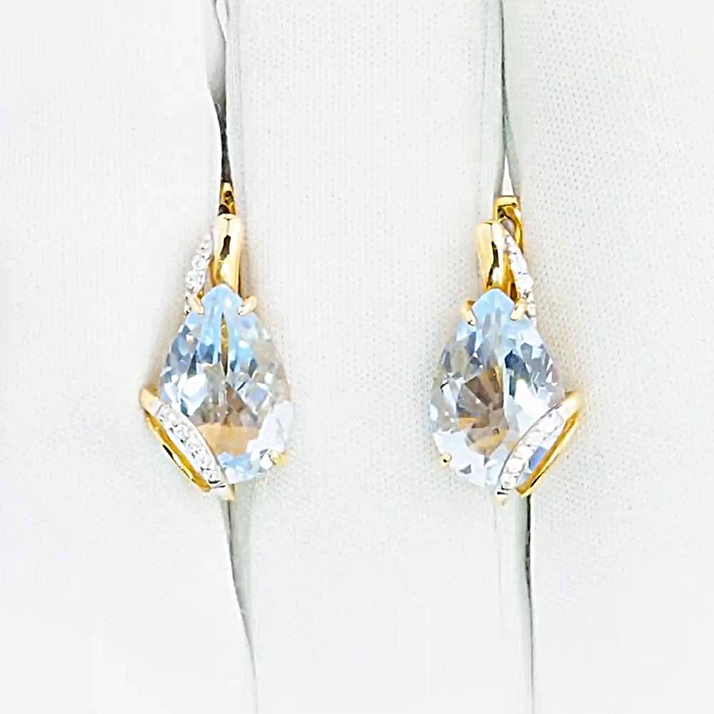 Серьги с топазами и фианитами из красного золота 585 пробы 1