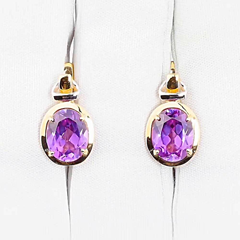 Серьги с александритами синтетическими из красного золота 585 пробы 1