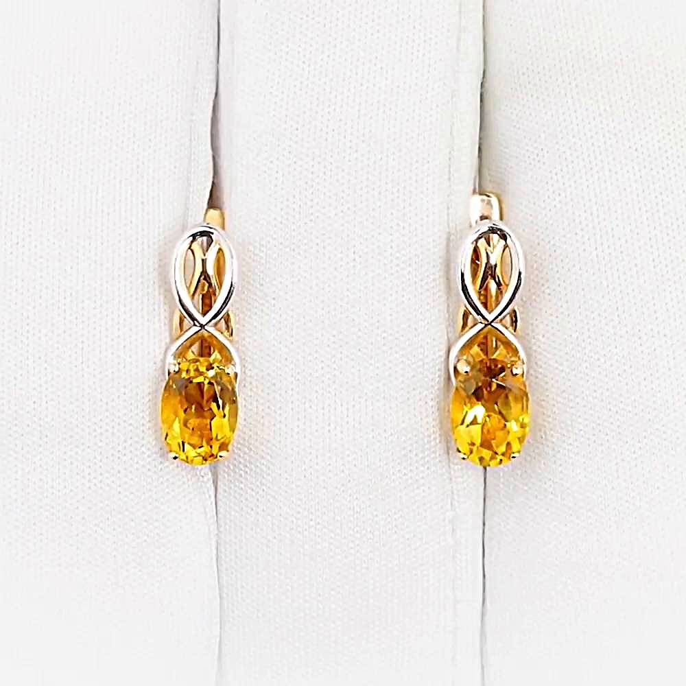 Серьги с цитринами из красного золота 585 пробы 1