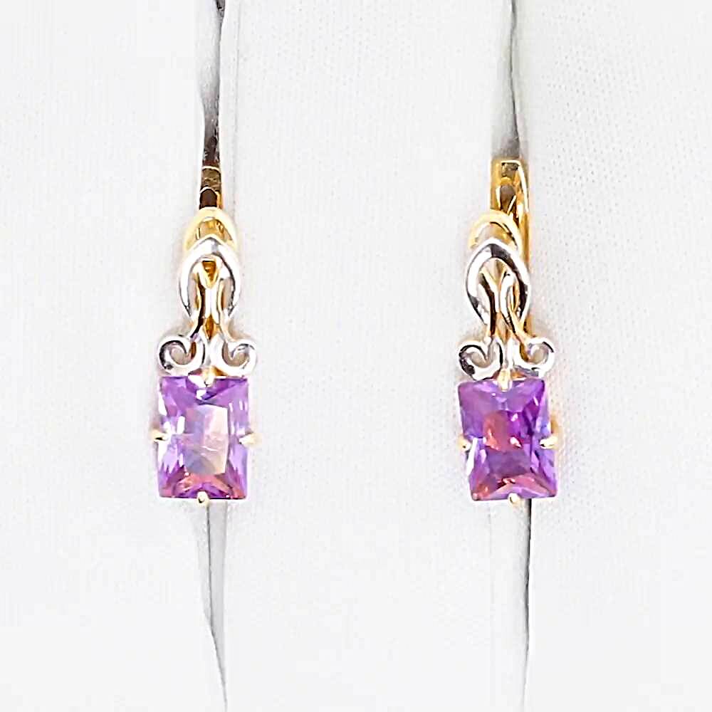 Серьги с александритами синтетическими из красного золота 585 пробы 1