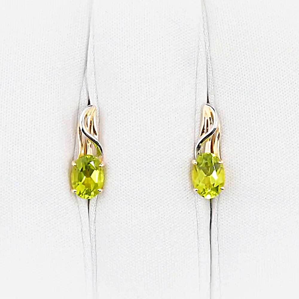 Серьги с хризолитами из красного золота 585 пробы 1