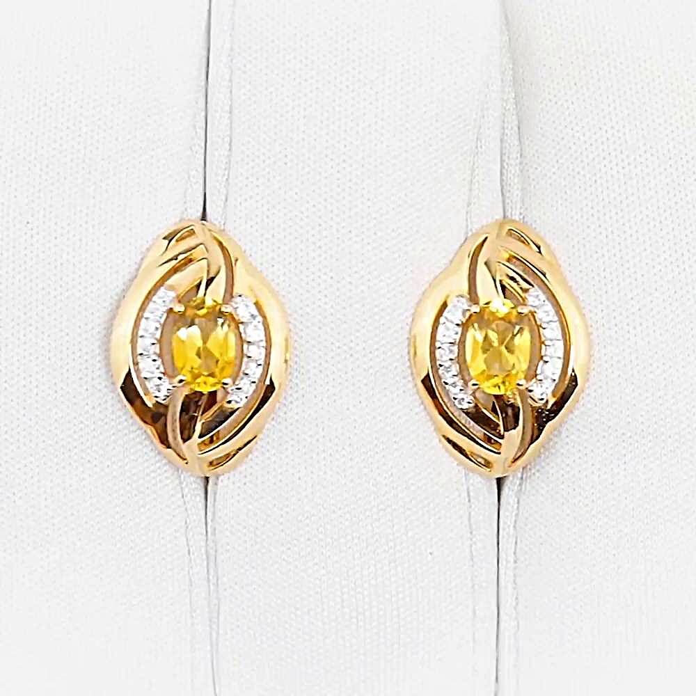 Серьги с цитринами и фианитами из красного золота 585 пробы 1