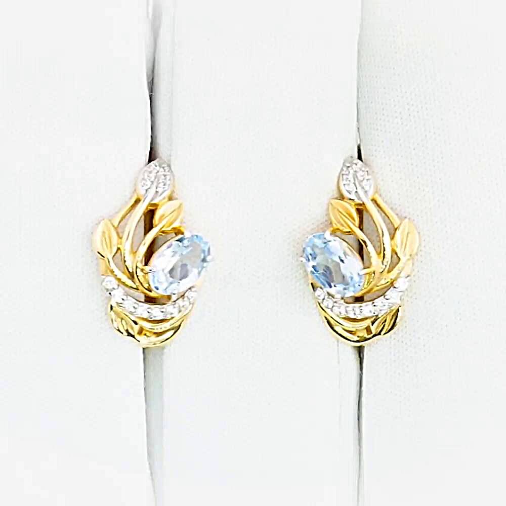 Серьги с топазами и фианитами из красного золота 585 пробы 1