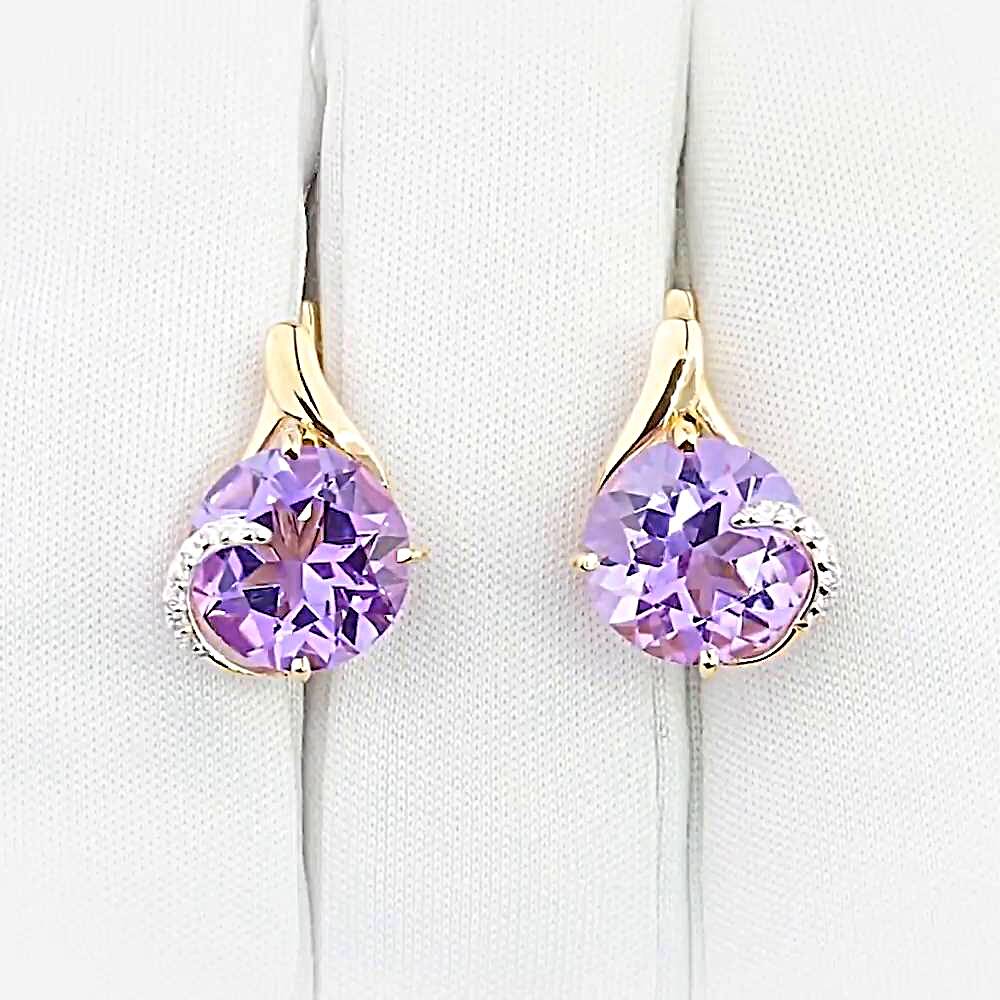 Серьги с аметистами и фианитами из красного золота 585 пробы 1