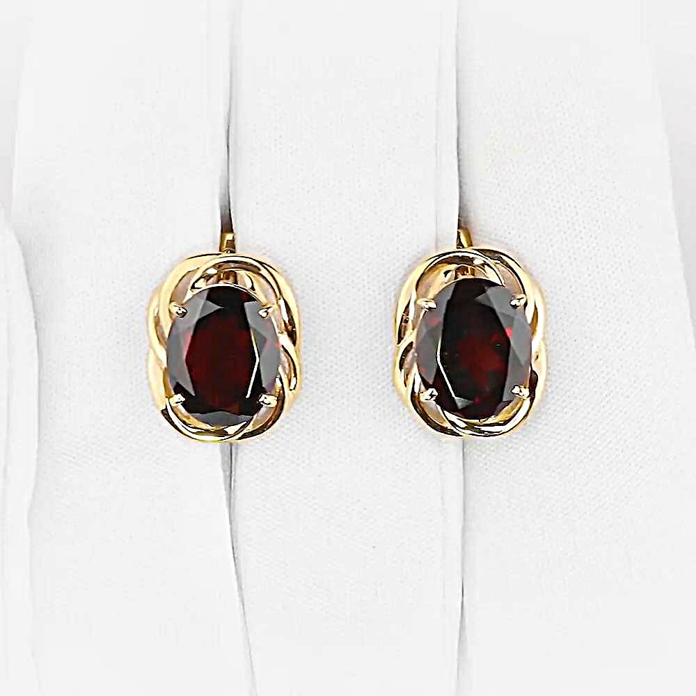 Серьги с гранатами из красного золота 585 пробы 1