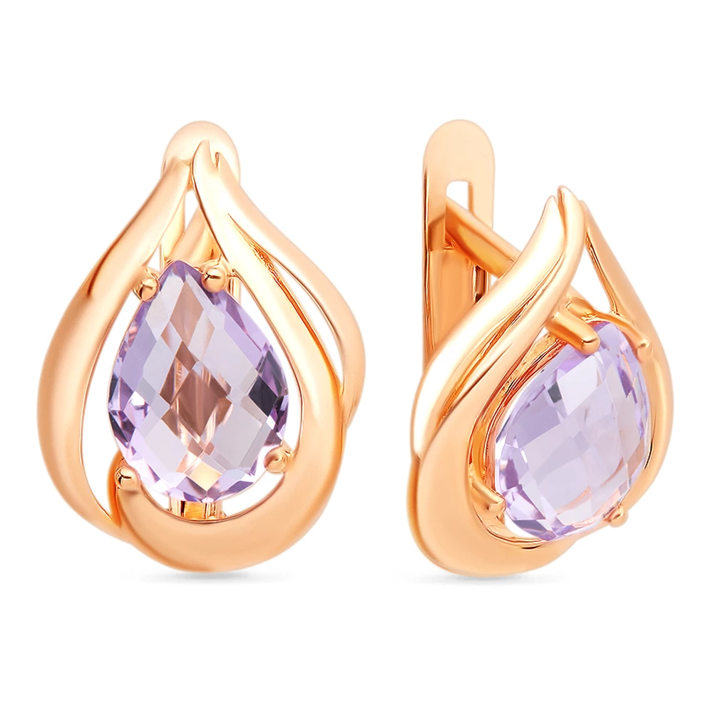 Серьги с аметистами из красного золота 585 пробы 1