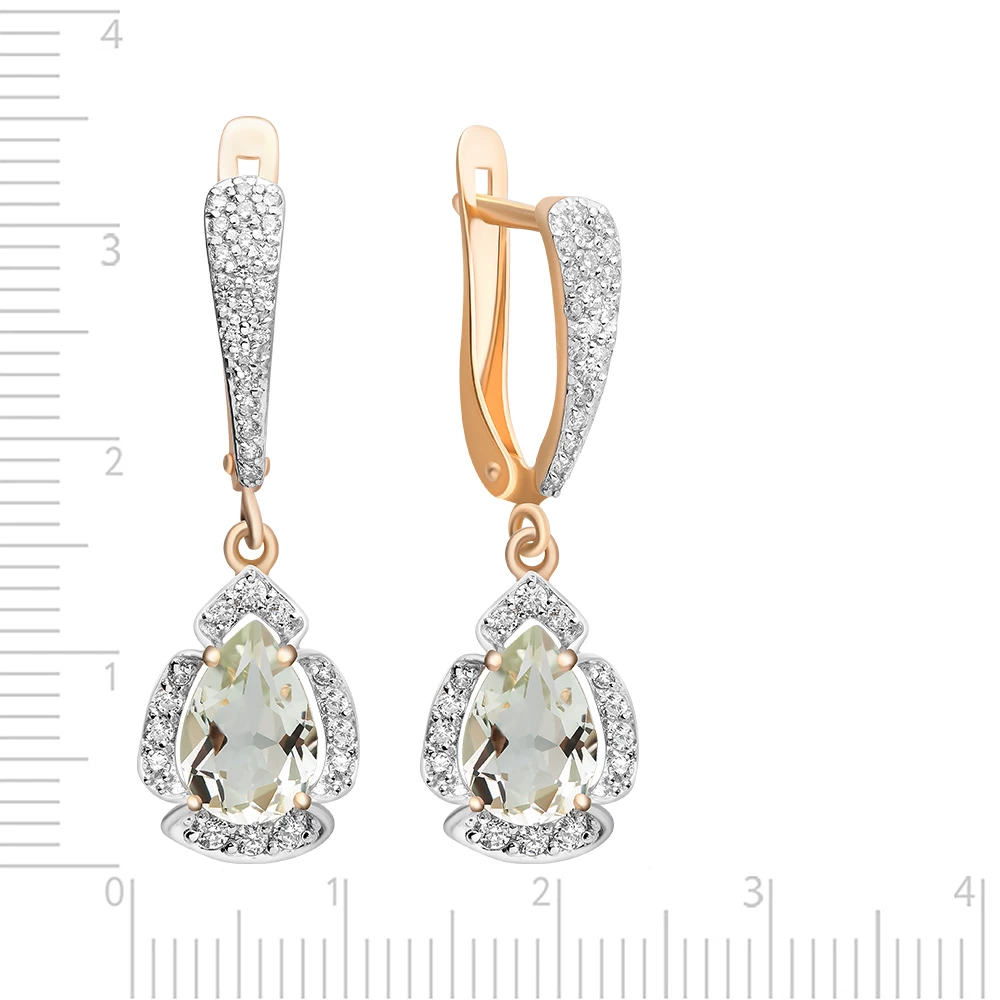 Серьги с аметистами и фианитами из красного золота 585 пробы 2