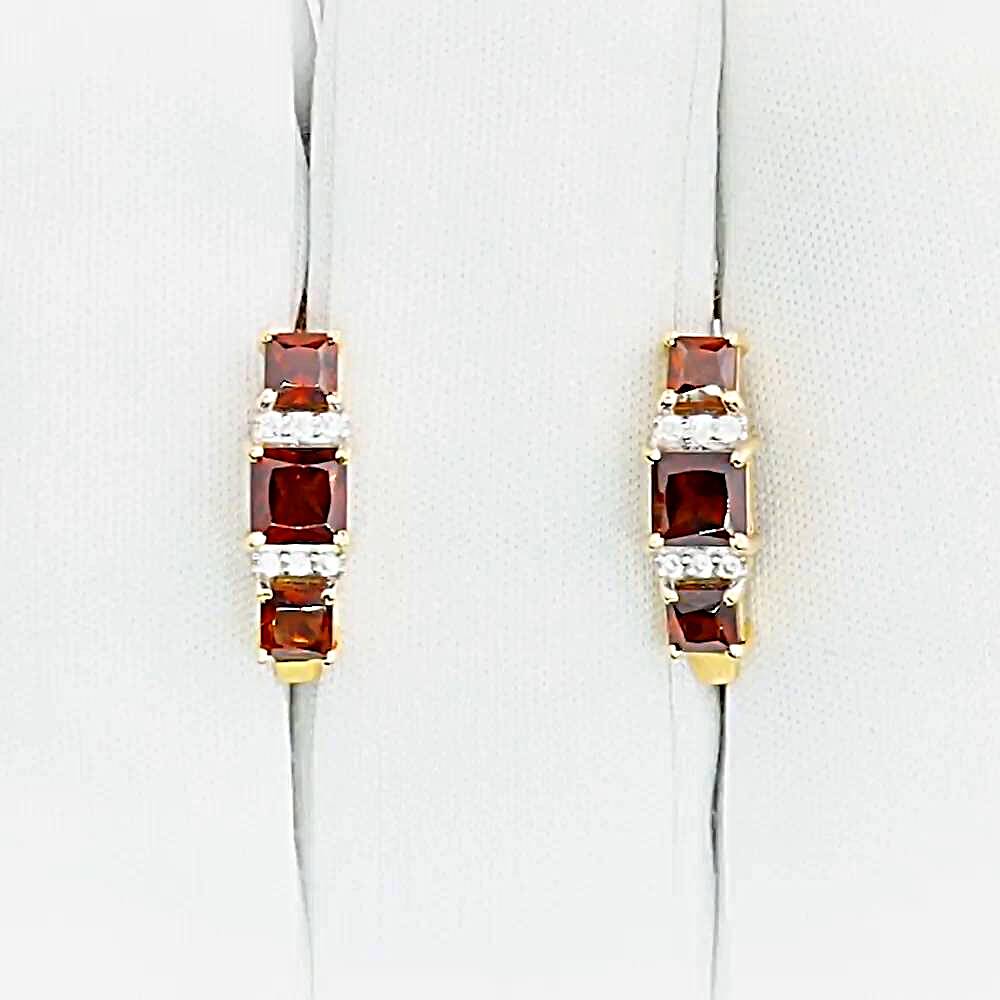 Серьги с гранатами и фианитами из красного золота 585 пробы 1