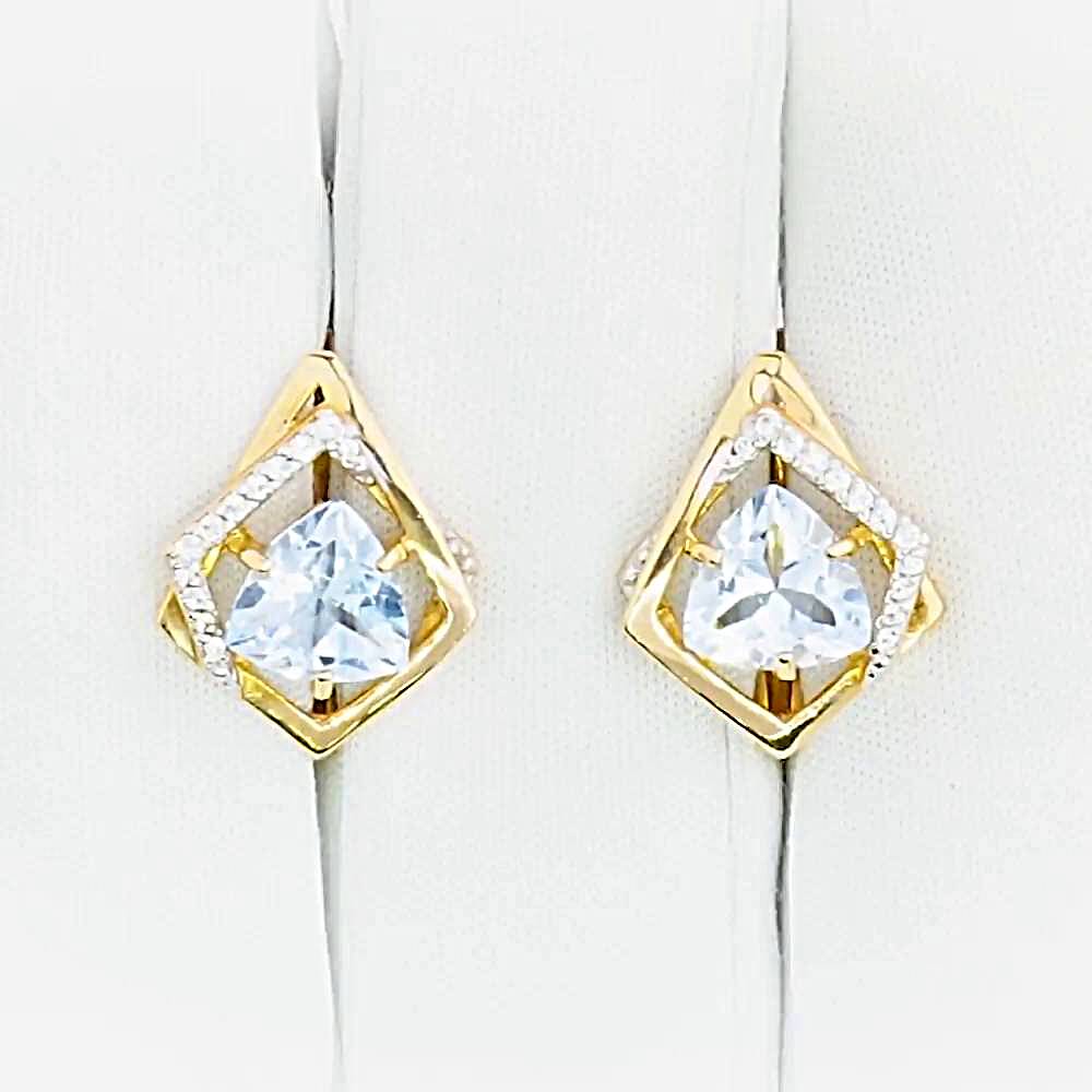 Серьги с топазами и фианитами из красного золота 585 пробы 1